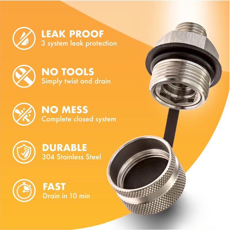ValvoMax Oil Drain Valve - Quick Twist Oil Drain Plug for DIY Oil Changes At Home in 10 Minutes - No Tools, No Mess, No Cleanup - M20-1.50 Thread Size - Made in USA - Image 3